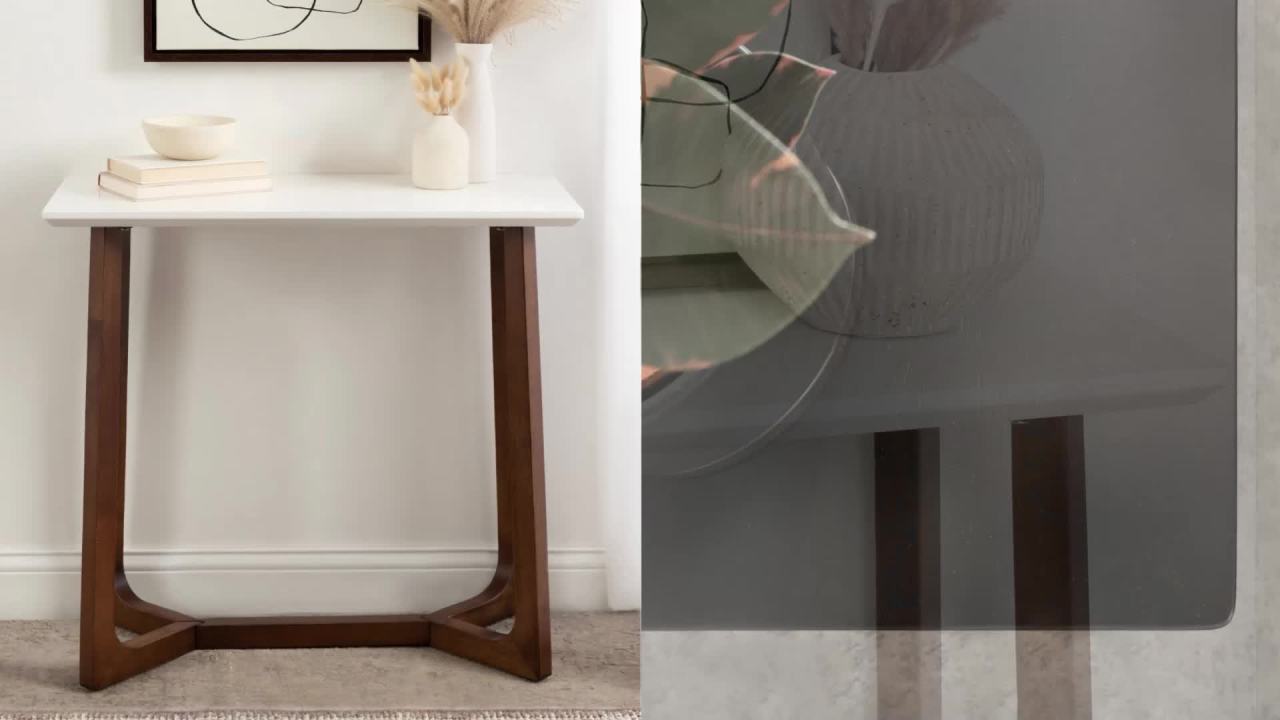 thumbnail video image 2 of Kate and Laurel Olivant Modern Rectangle Wood Console Table, 32 x 15 x 30, Black, Decorative Geometric Entryway Table for Use as a Functional Living Room Table, 2 of 8