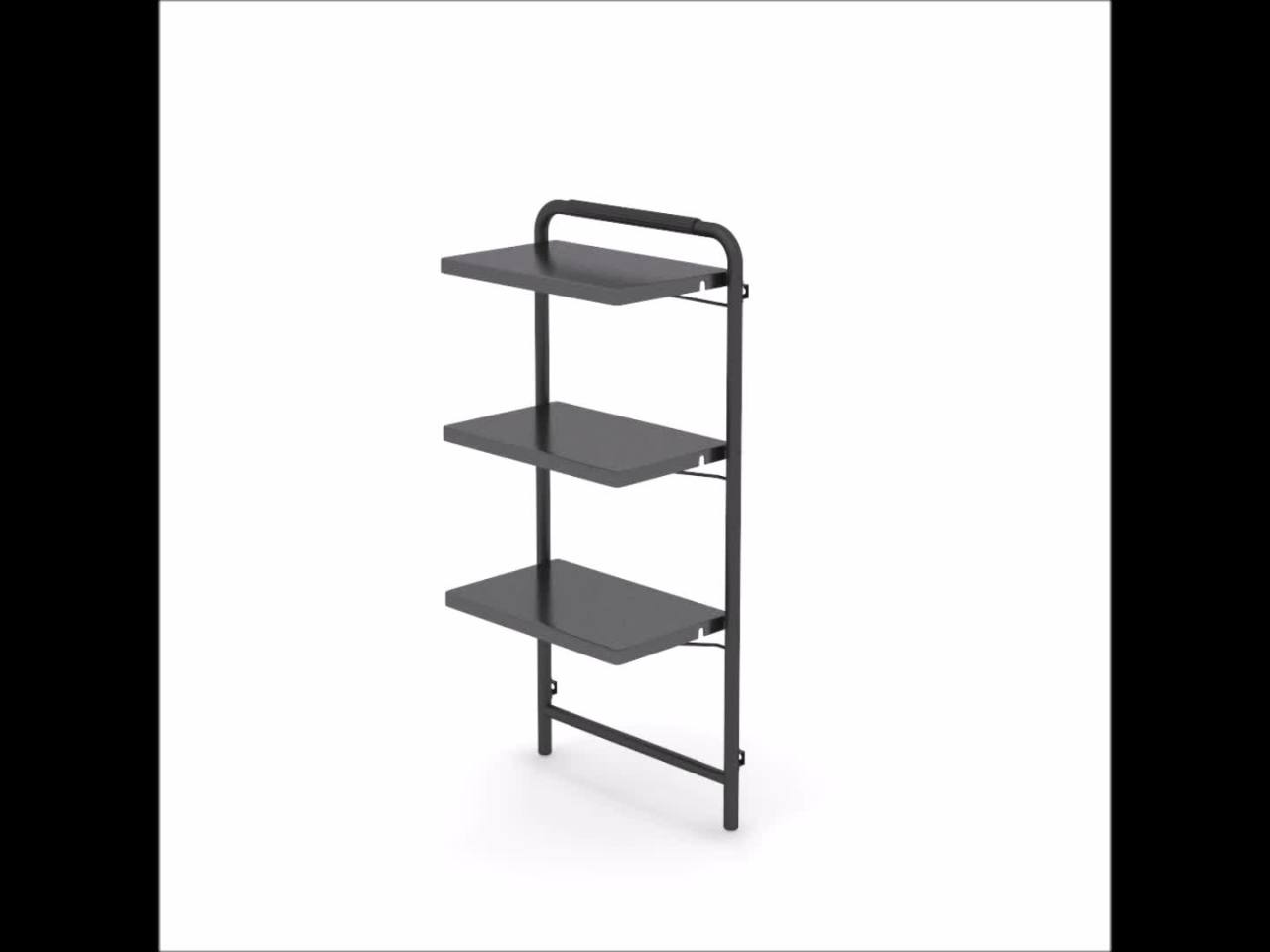 thumbnail video image 2 of Sauder Black 3-Tier Leaning Bookshelf, Black Finish, 2 of 10