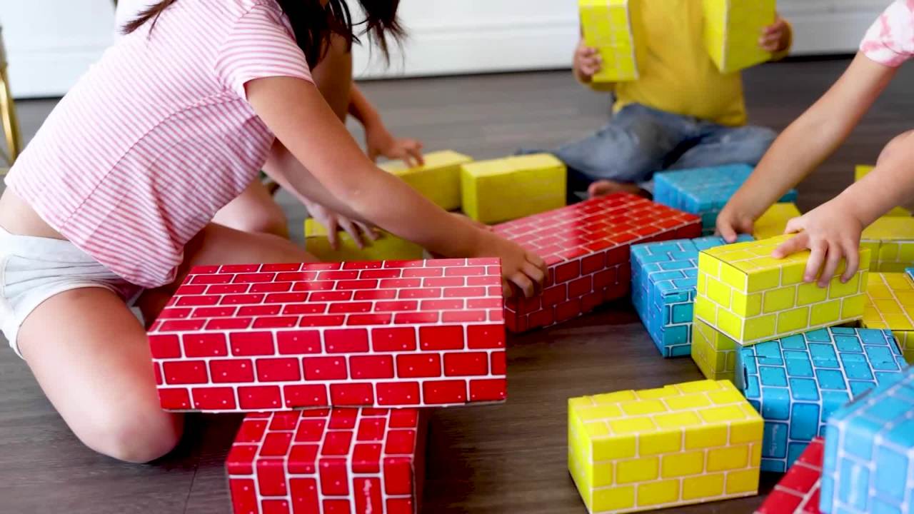 thumbnail video image 2 of Melissa & Doug Extra-Thick Cardboard Building Blocks - 24 Blocks in 3 Sizes - FSC Certified, 2 of 10