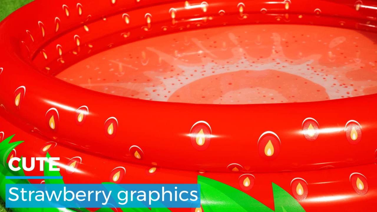 thumbnail video image 2 of H2OGO! Sweet Strawberry Round Above-Ground Inflatable Play Pool, 2 of 9