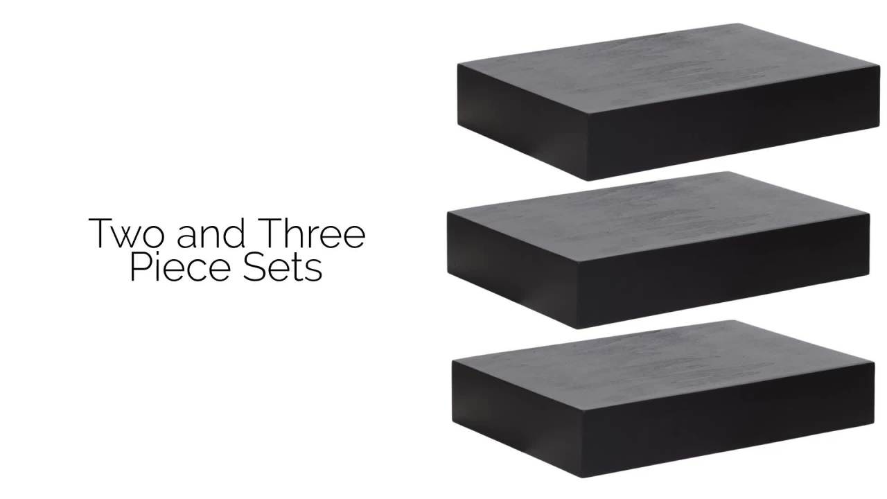 thumbnail video image 2 of Kate and Laurel Havlock Modern Natural Floating Shelves, Set of 3, 12 x 8, Rustic Wood, Functional Bathroom and Kitchen Shelves for Storage and Display, 2 of 10