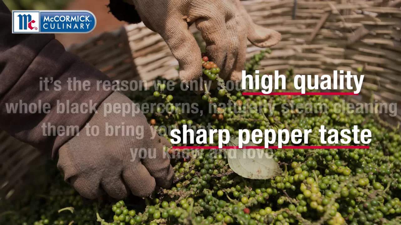 thumbnail video image 2 of McCormick Culinary Kosher Coarse Grind Black Pepper, 1.0 lb Bottle, 2 of 12