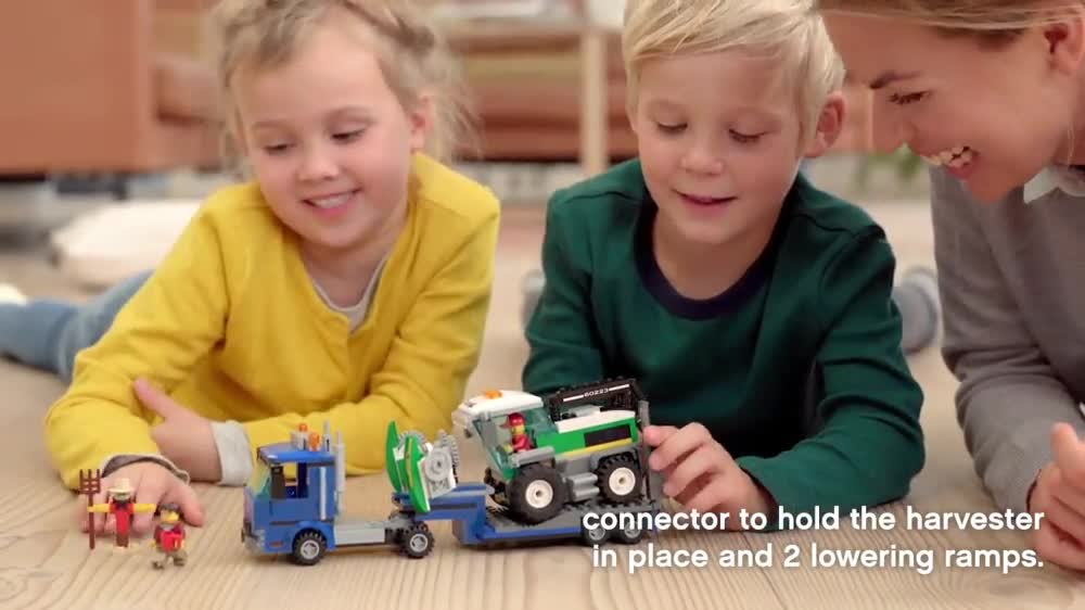 thumbnail video image 2 of LEGO City Great Vehicles Harvester Transport Truck Building Set 60223, 2 of 8
