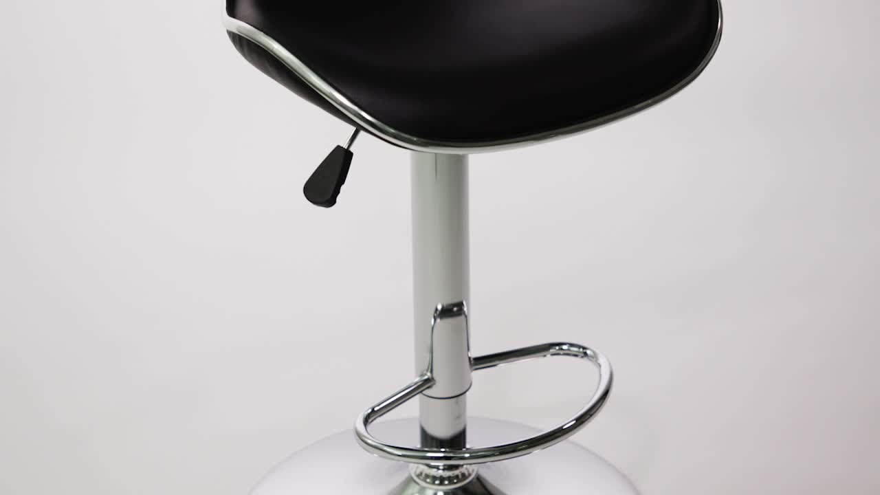 thumbnail video image 2 of Flash Furniture Devin Contemporary Cozy Mid-Back Black Vinyl Adjustable Height Barstool with Chrome Base, 2 of 13
