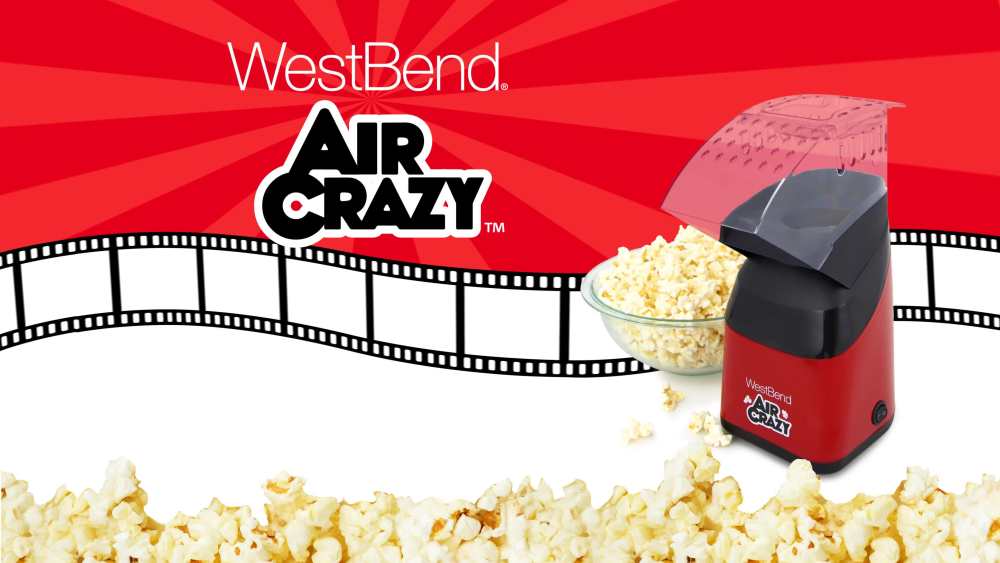 West Bend PC8448BL13 4QT. Air Crazy Hot Air Popcorn Machine, Blue