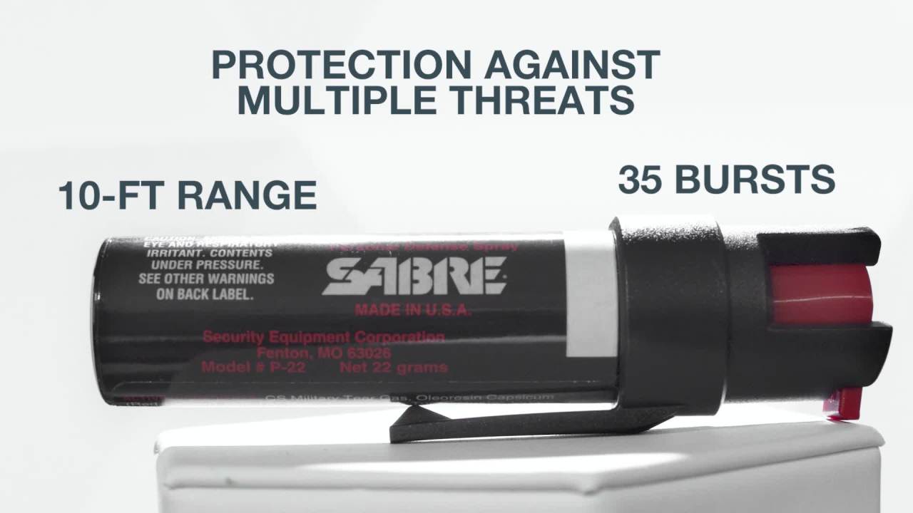 thumbnail video image 2 of SABRE 3-in-1 Pepper Spray, CS Tear Gas & UV Marking Dye with Clip, 2 of 10