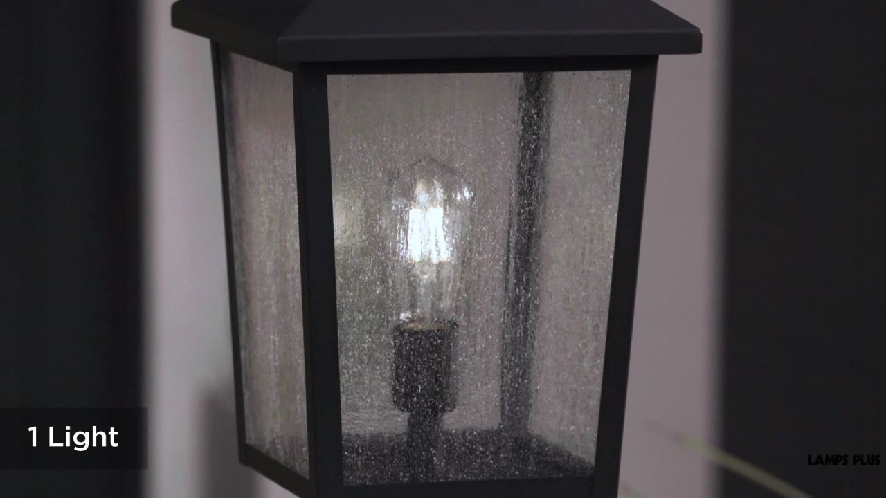 thumbnail video image 2 of John Timberland Westmont 20 3/4" High Modern Outdoor Post Light Fixture Pole Porch Weatherproof Sand Black Aluminum Glass Shade, 2 of 8