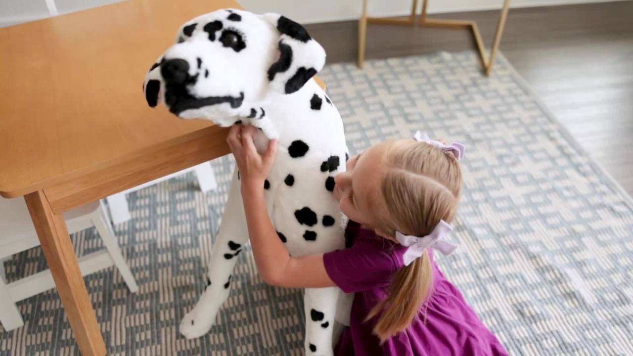 thumbnail video image 2 of Melissa & Doug Giant Dalmatian - Lifelike Stuffed Animal Dog (over 2 feet tall), 2 of 10
