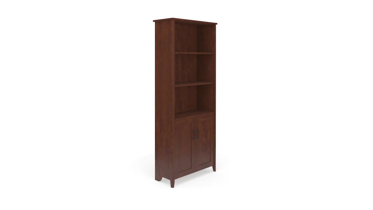 thumbnail video image 2 of Quarters & Craft High Tide Collection Home Office Library Bookcase, in Weathered White (QCLIBBWH), 2 of 18