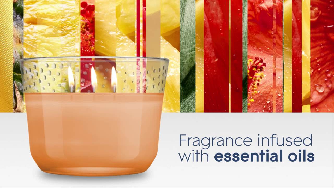 thumbnail video image 2 of Glade Scented 3-Wick Candle Jar, Hawaiian Breeze, Fragrance Infused with Essential Oils, 6.8 oz, 2 of 16