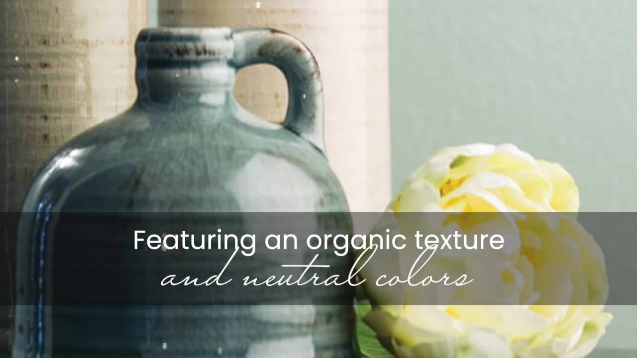 thumbnail video image 2 of Sullivans Set of 3 Ceramic Jug Vases 10"H, 7.5"H & 4"H Off-White, Blue & Green, 2 of 19