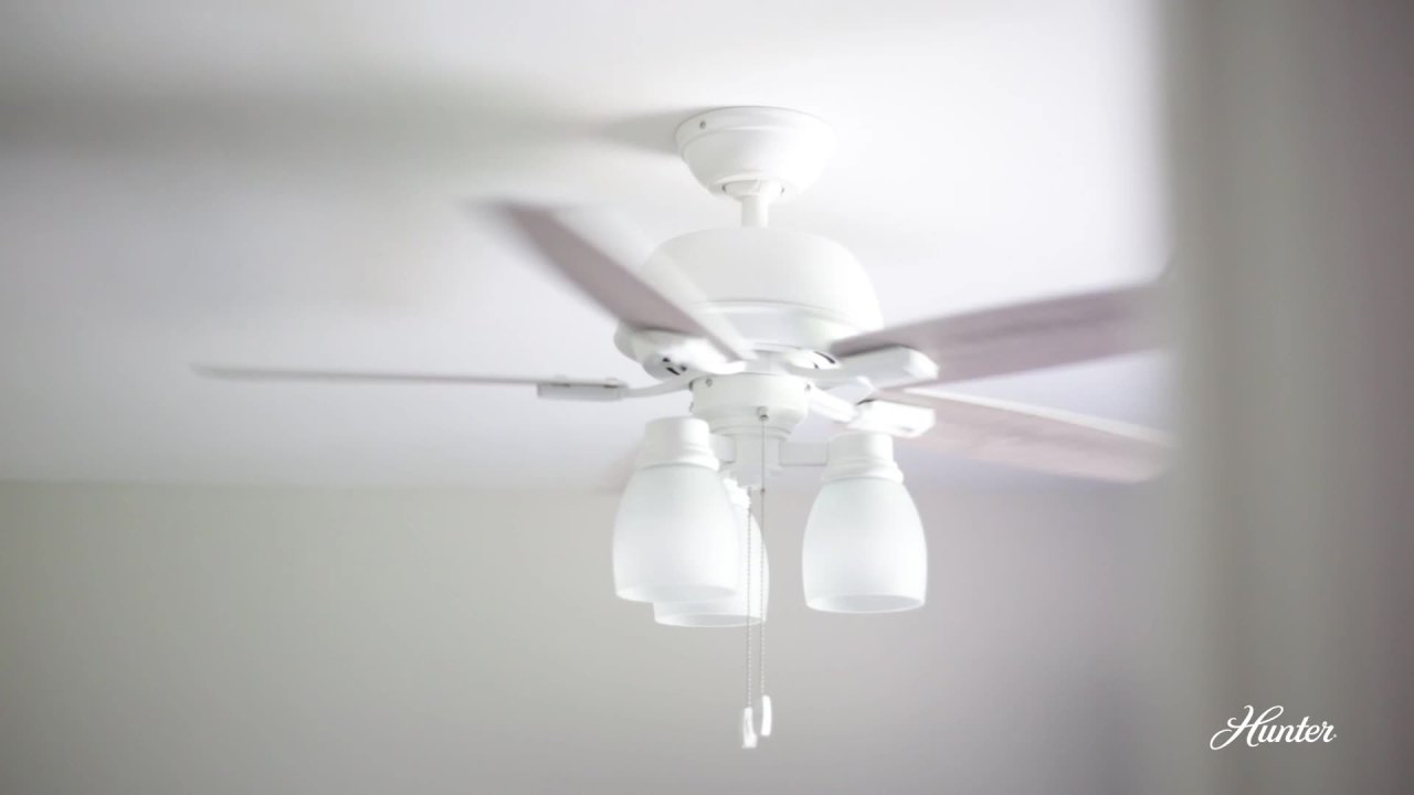 thumbnail video image 2 of Hunter Fan Company Donegan Low Profile 52 Inch Ceiling Fan, Fresh White, 2 of 11