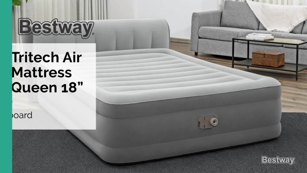 Bestway Headboard 18" Queen Air Mattress with Builtin Pump