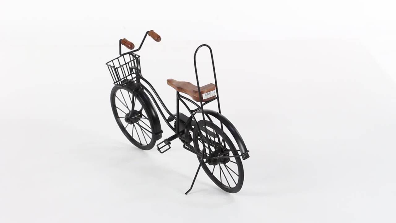 thumbnail video image 2 of 19" x 12" Black Metal Bike Sculpture, by DecMode, 2 of 11