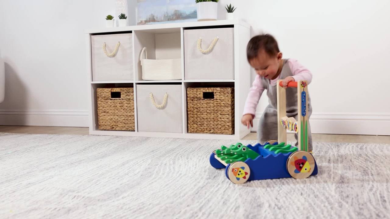 thumbnail video image 2 of Melissa & Doug Deluxe Chomp and Clack Alligator Wooden Push Toy and Activity Walker for Toddlers, 2 of 10
