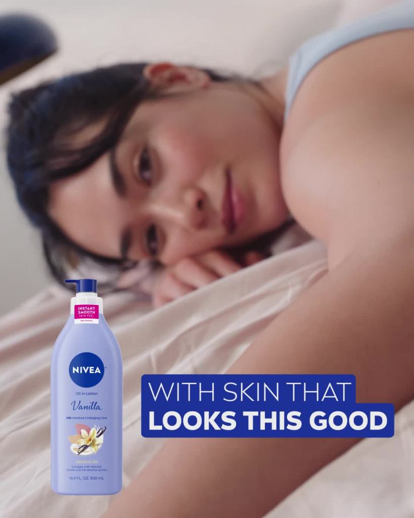 thumbnail video image 2 of NIVEA Oil Infused Vanilla and Almond Oil Body Lotion for Women, Fast-Absorbing, 16.9 fl oz, 2 of 14