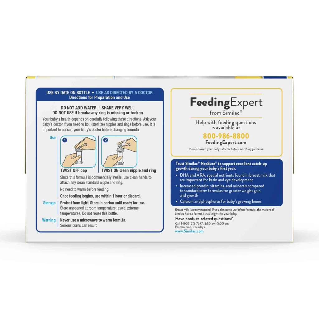 thumbnail video image 3 of Similac NeoSure Premature Post-Discharge Ready-to-Feed Baby Formula, 2-fl-oz Bottle, Pack of 8, 3 of 26