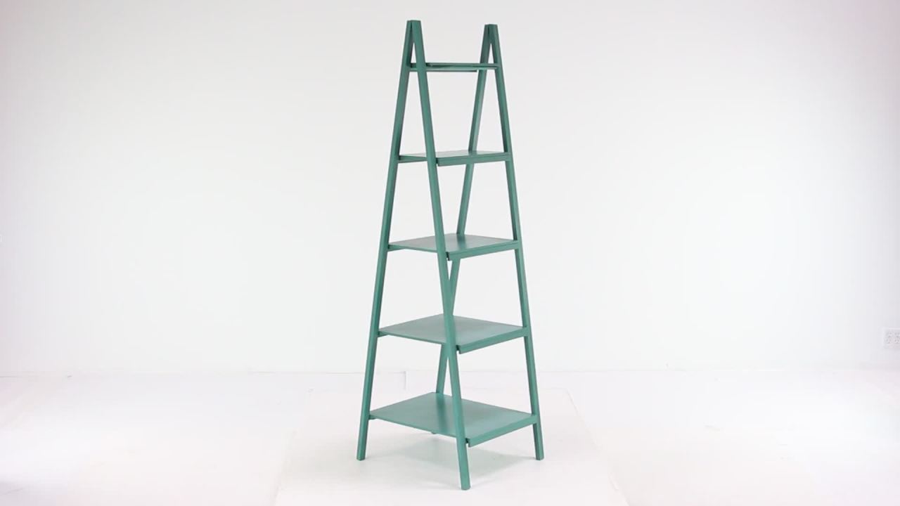 thumbnail video image 2 of DecMode 65" x 21" Teal Wood Traditional Shelving Unit, 2 of 8