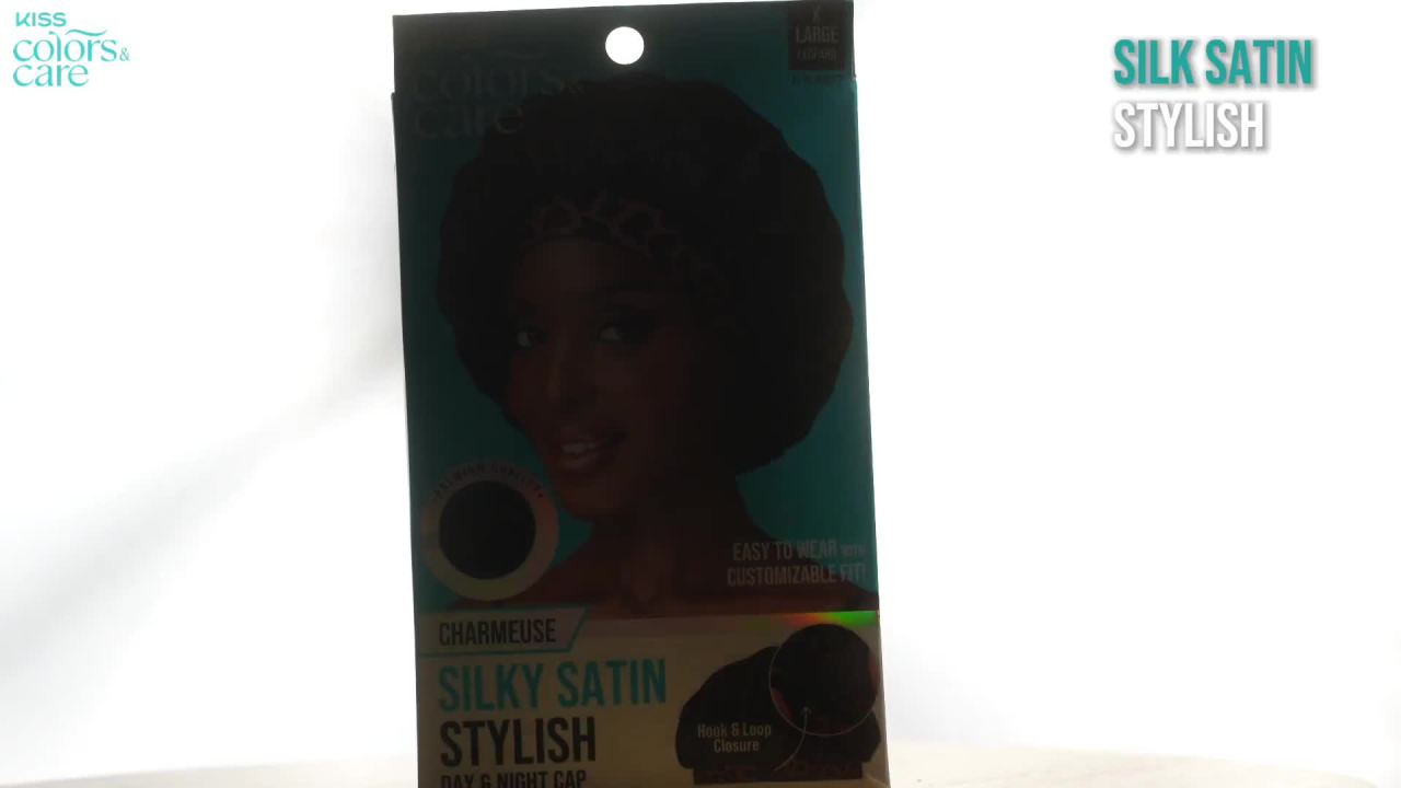 thumbnail video image 2 of KISS Colors & Care Silky Satin Tie Band Edge Bonnet, 24” Edge Band, XL, Dust Pink, 2 of 11