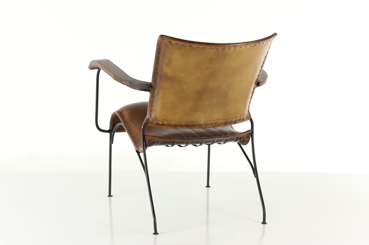 thumbnail video image 2 of DecMode 26" x 29" Brown Leather Accent Chair, 1-Piece, 2 of 15