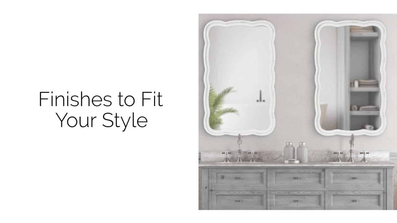 thumbnail video image 2 of Kate and Laurel Hatherleigh Scallop Wooden Vintage Wavy Wall Mirror, 24 x 38, Antique Gold, 2 of 10