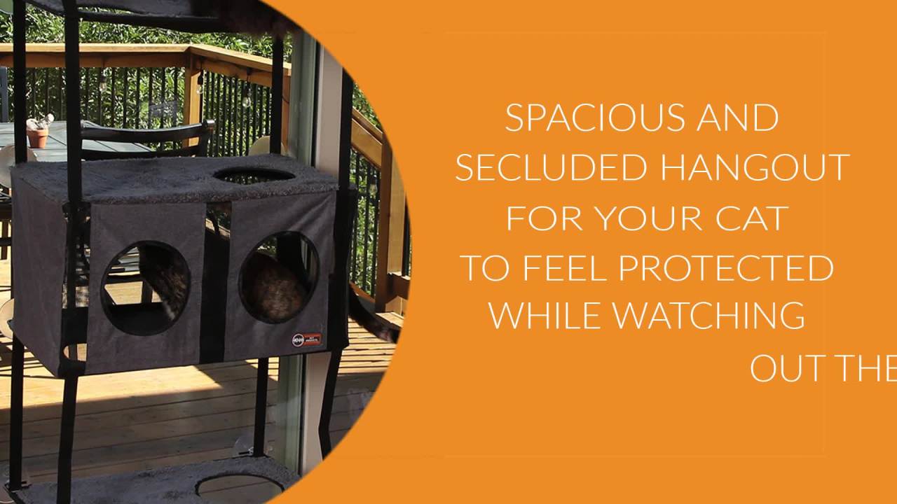 thumbnail video image 2 of K&H Pet Products EZ Mount Window Townhouse Gray/Black 12 X 23 X 60 Inches, 2 of 7