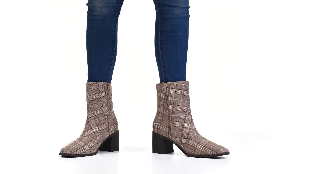 thumbnail video image 2 of Journee Womens Sloann Inside Zip Stacked Heel Booties, 2 of 10