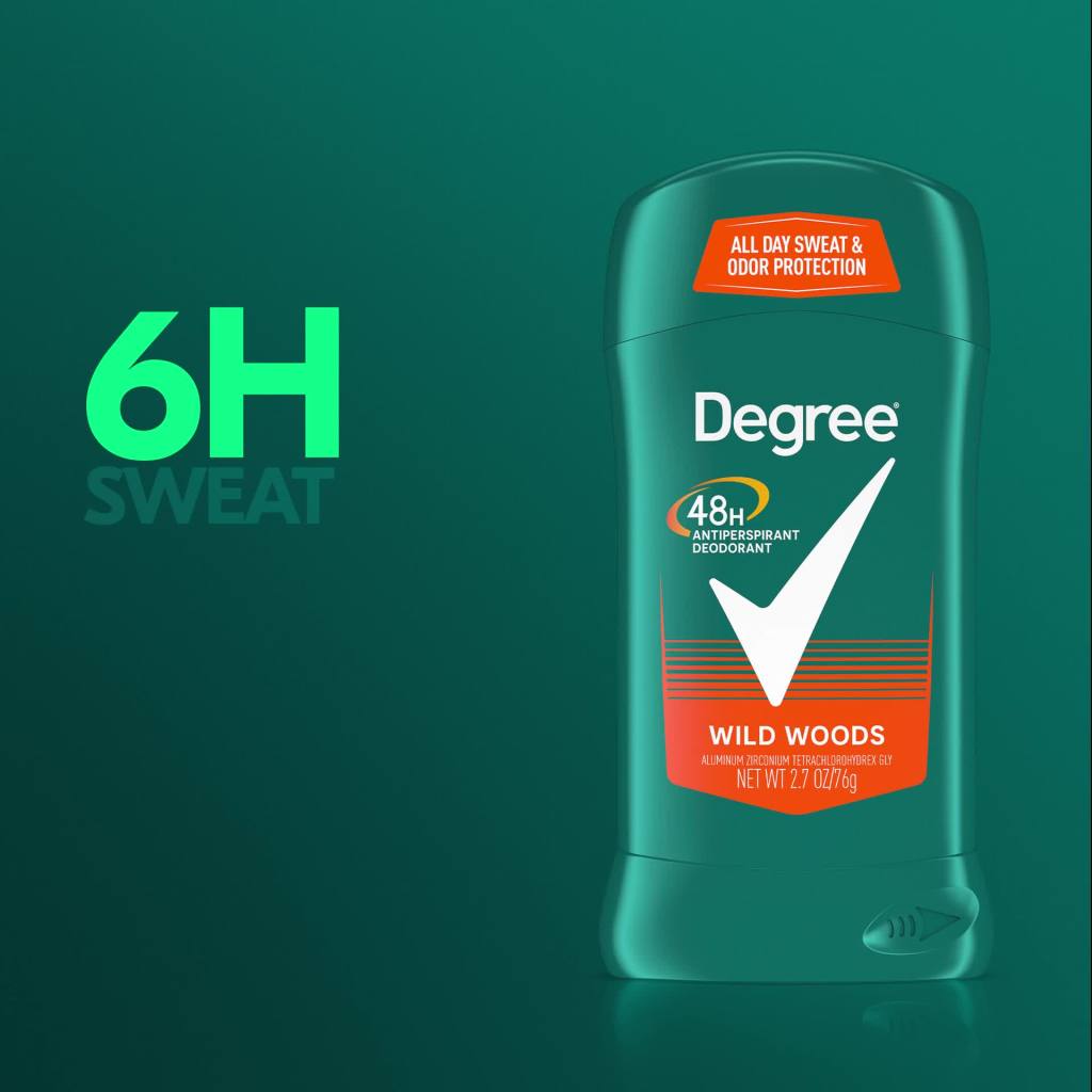 thumbnail video image 2 of Degree Long Lasting Men's Antiperspirant Deodorant Stick, Wildwoods, 2.7 oz, 2 of 9