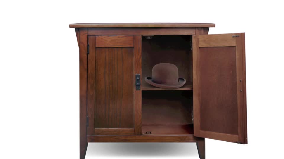 thumbnail video image 2 of Leick Home Ryan 3-Tier Solid Wood and Glass Curio Cabinet with Interior Display Light, Weathered White, 2 of 16