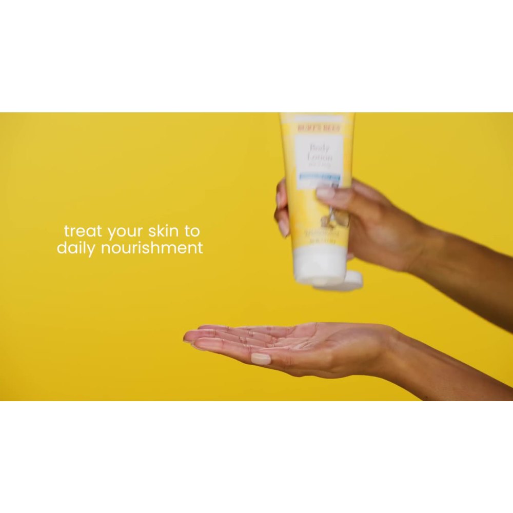 thumbnail video image 2 of Burt's Bees Body Lotion for Normal to Dry Skin with Milk & Honey, 12 Oz, 2 of 5
