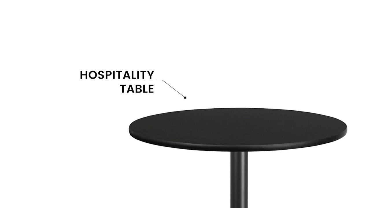 thumbnail video image 2 of Flash Furniture 36'' Round Walnut Laminate Table Top with 30'' x 30'' Table Height Base, 2 of 4