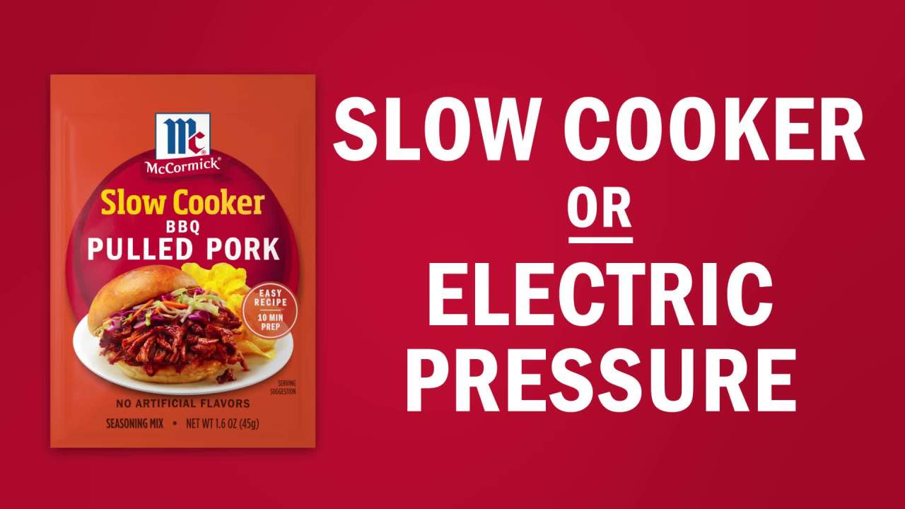 thumbnail video image 2 of McCormick Slow Cooker Barbecue Pulled Pork Seasoning Mix, 1.6 oz Box, 2 of 23