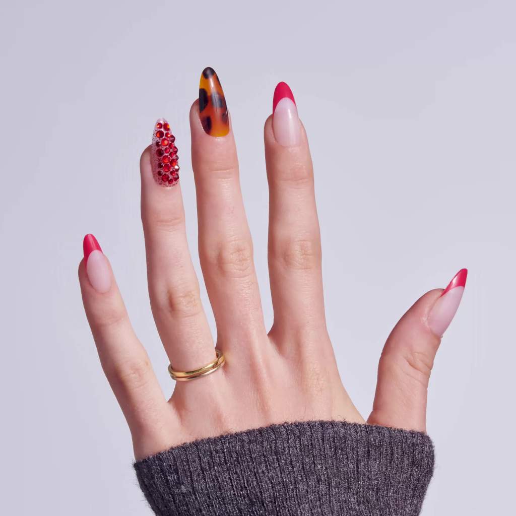 thumbnail video image 2 of Kiss Luxe Long Almond Press-On Nails, Red, 32 Pieces, 2 of 12
