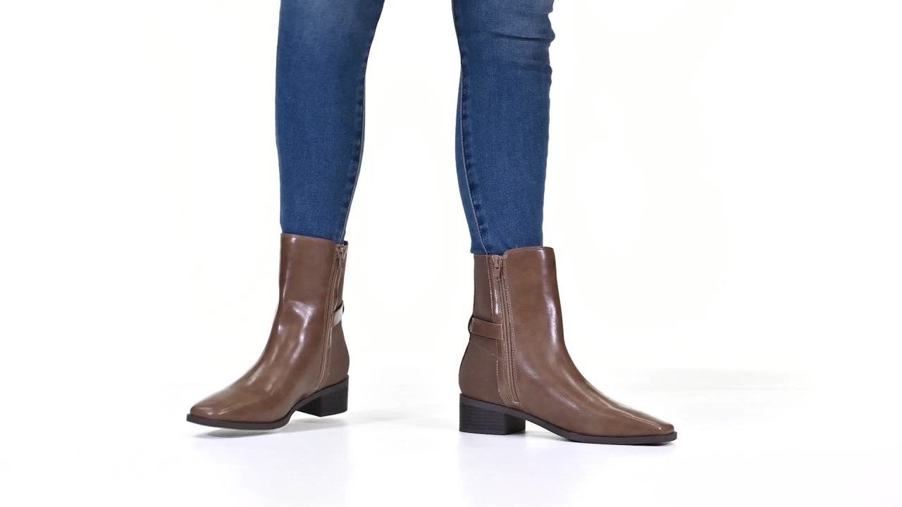 thumbnail video image 2 of Journee Womens Aubrie Inside Zip Stacked Heel Booties, Widths Available, 2 of 10