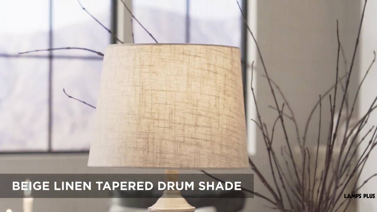 thumbnail video image 2 of 360 Lighting Claude Rustic Farmhouse Accent Table Lamps 21" High Set of 2 Beige Washed Linen Drum Shade for Bedroom Living Room Bedside Nightstand, 2 of 8