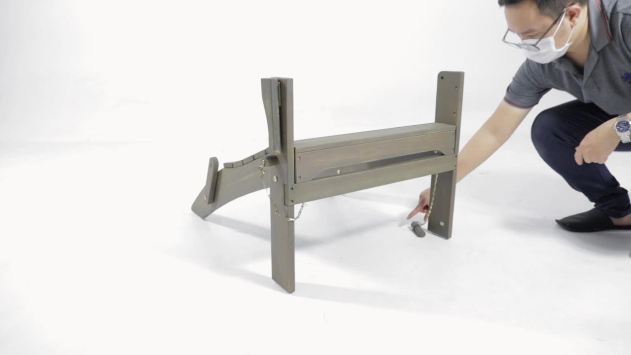 thumbnail video image 2 of GDF Studio Gurekam Outdoor Acacia Wood Folding Adirondack Chair, Gray, 2 of 9