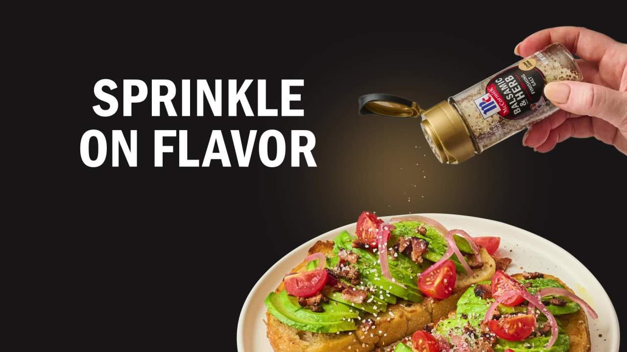 thumbnail video image 2 of McCormick Balsamic & Herb Finishing Salt, 4.0 oz Bottle, 2 of 25