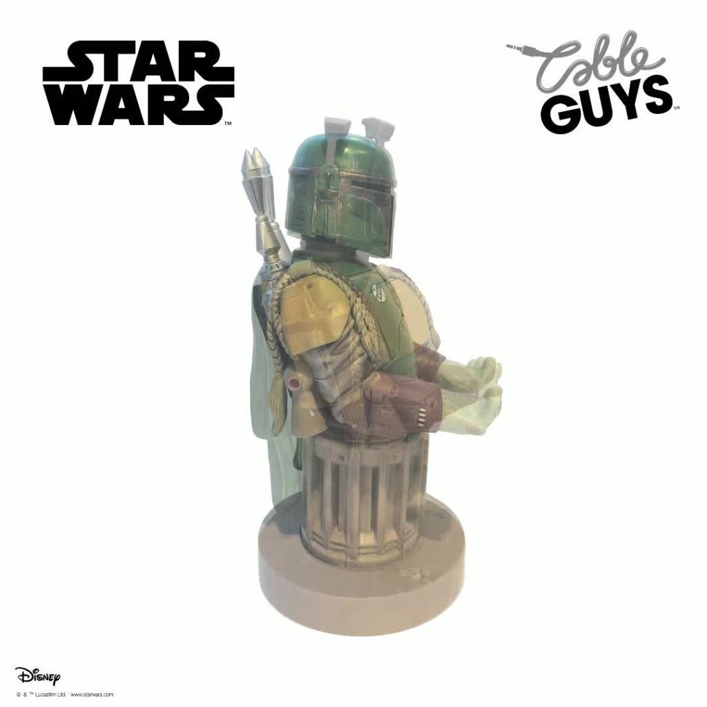 thumbnail video image 2 of Exquisite Gaming: Star Wars: Boba Fett - Star Wars Original Mobile Phone & Gaming Controller Holder, Device Stand, Cable Guys, Licensed Figure, 2 of 8