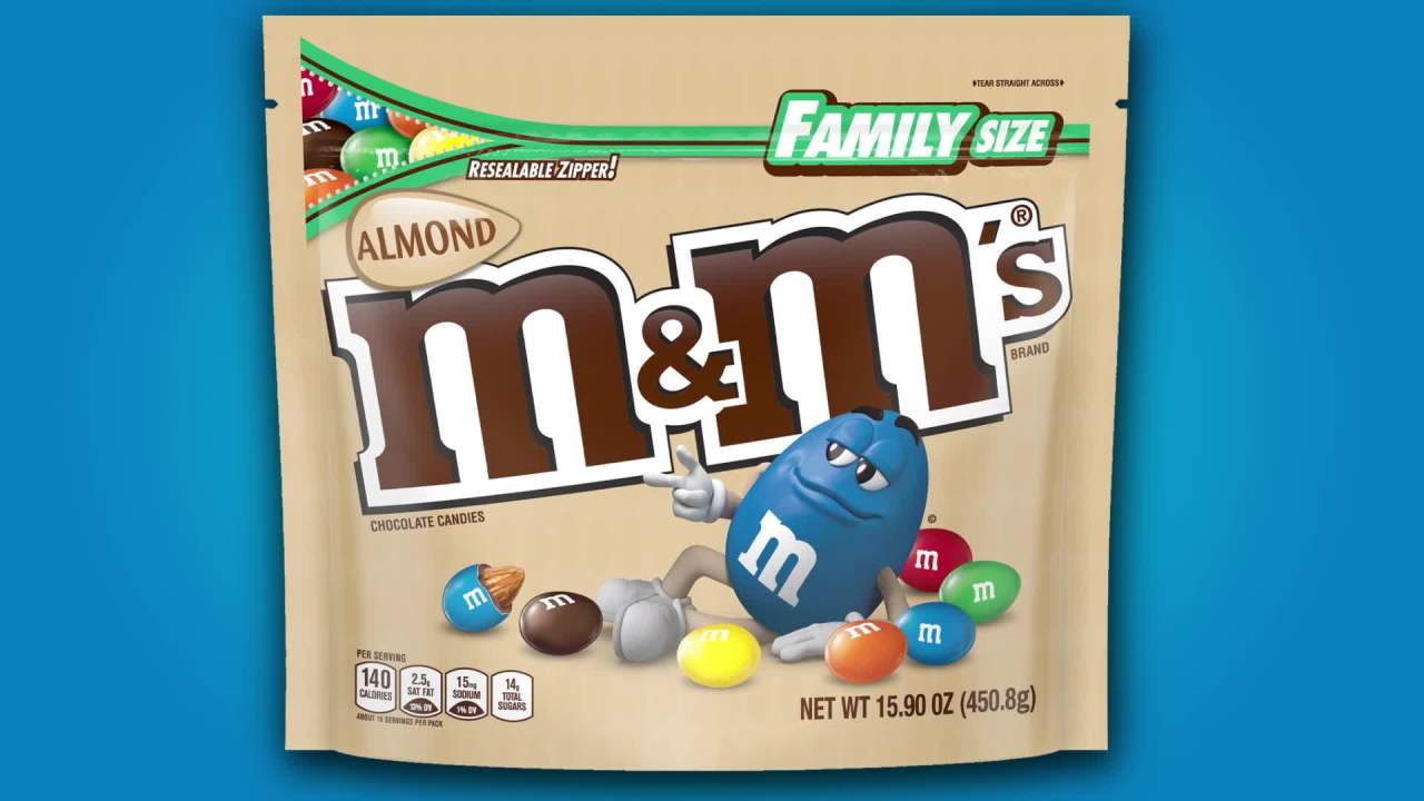 thumbnail video image 2 of (3 pack) M&M's Almond Milk Chocolate Candy Family Size - 15 oz Bag, 2 of 15