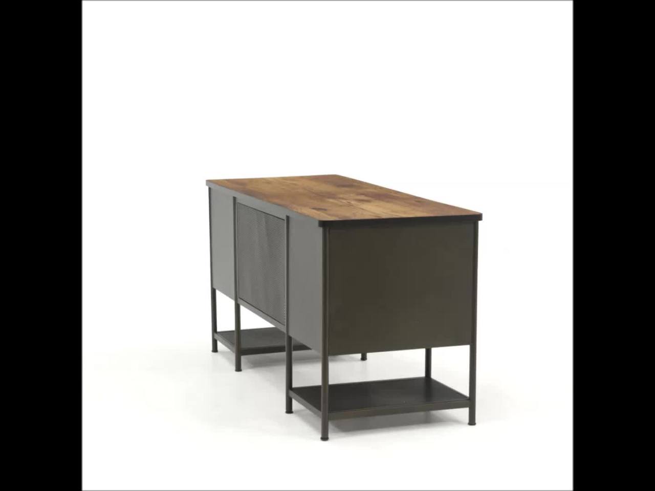 thumbnail video image 2 of Sauder Boulevard Cafe Executive Desk, Black Finish, 2 of 12