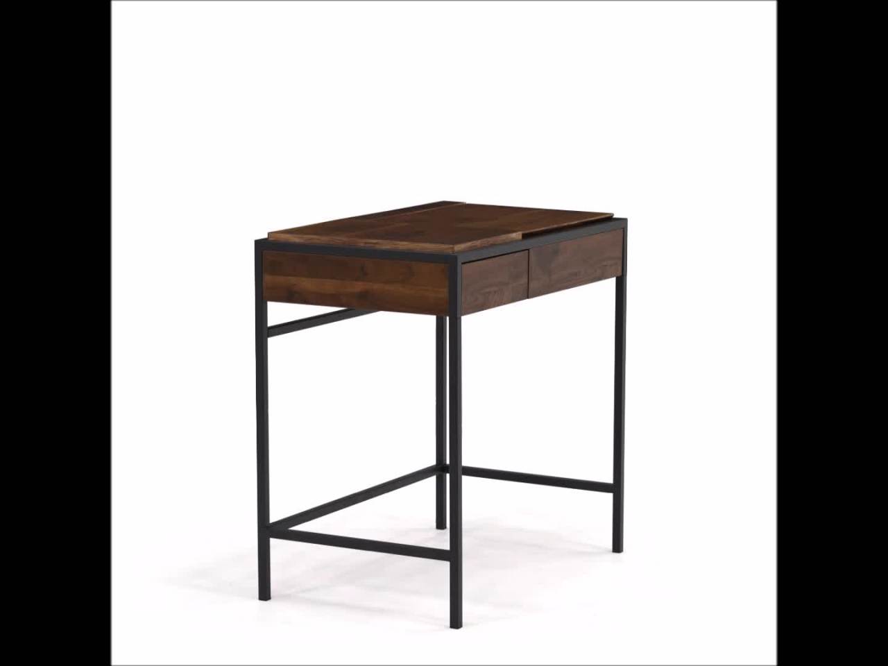 thumbnail video image 2 of Sauder Nova Loft Metal & Wood Vanity with Lift Top Mirror, Grand Walnut Finish, 2 of 10