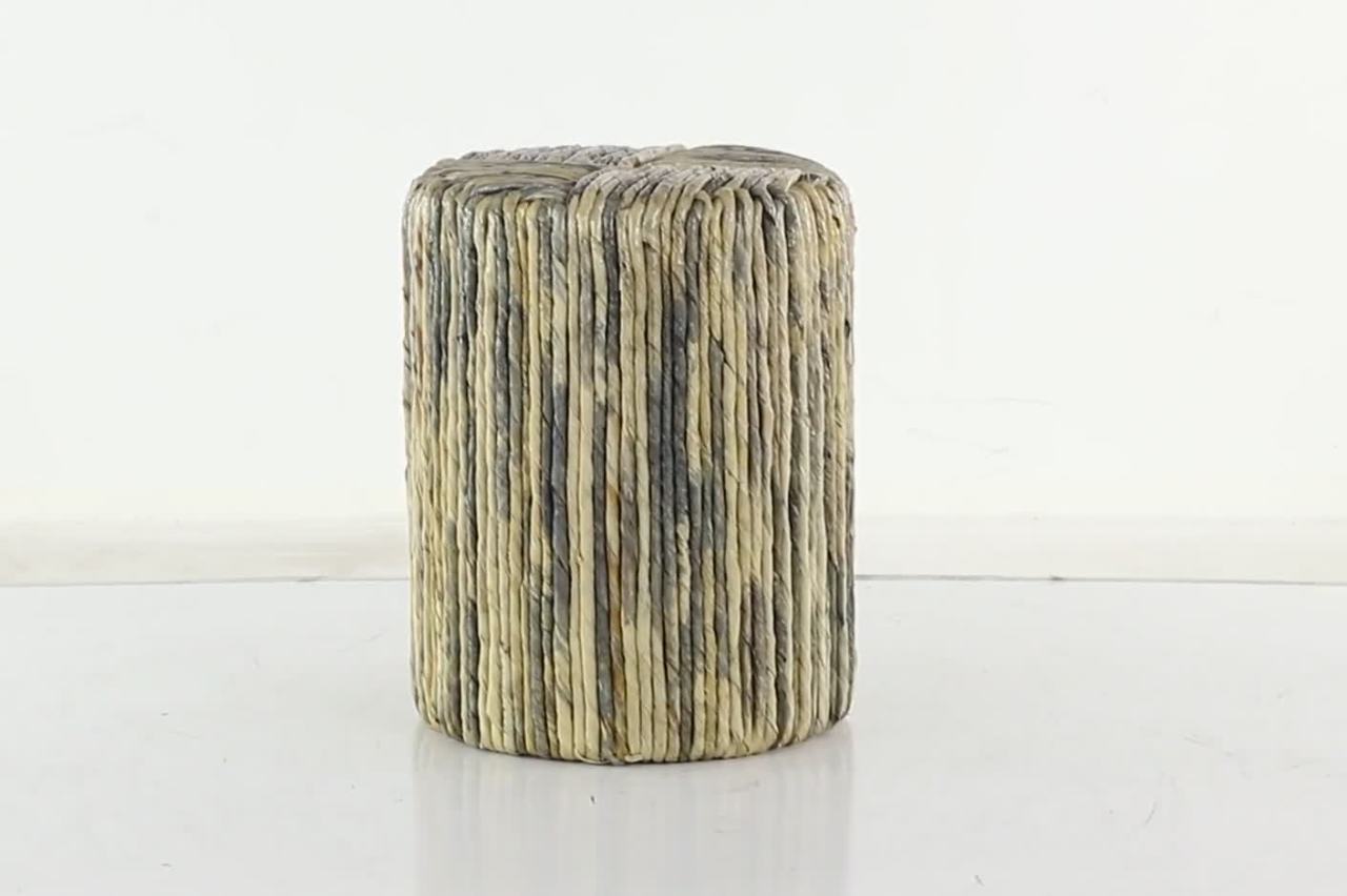 thumbnail video image 2 of DecMode 15" x 18" Multi Colored Banana Leaf Woven Accent Table, 1-Piece, 2 of 7