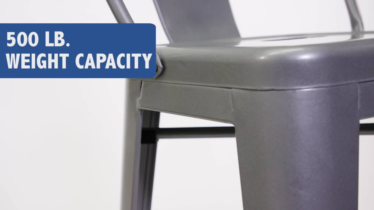 thumbnail video image 2 of Flash Furniture Commercial Grade 24" High Silver Metal Indoor-Outdoor Counter Height Stool with Removable Back, 2 of 16