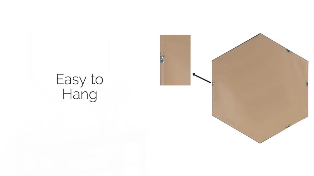 thumbnail video image 2 of Kate and Laurel Rhodes 6-Sided Hexagon Wall Mirror, 30.75x34.75 Gold, 2 of 4