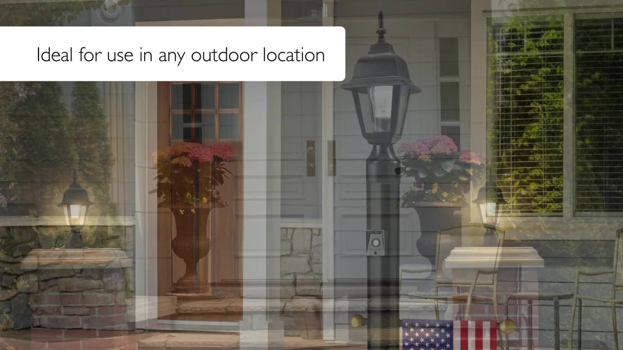 thumbnail video image 2 of Design House Maple Street Black Wet-Rated Outdoor Post Light with Clear Glass, 2 of 29