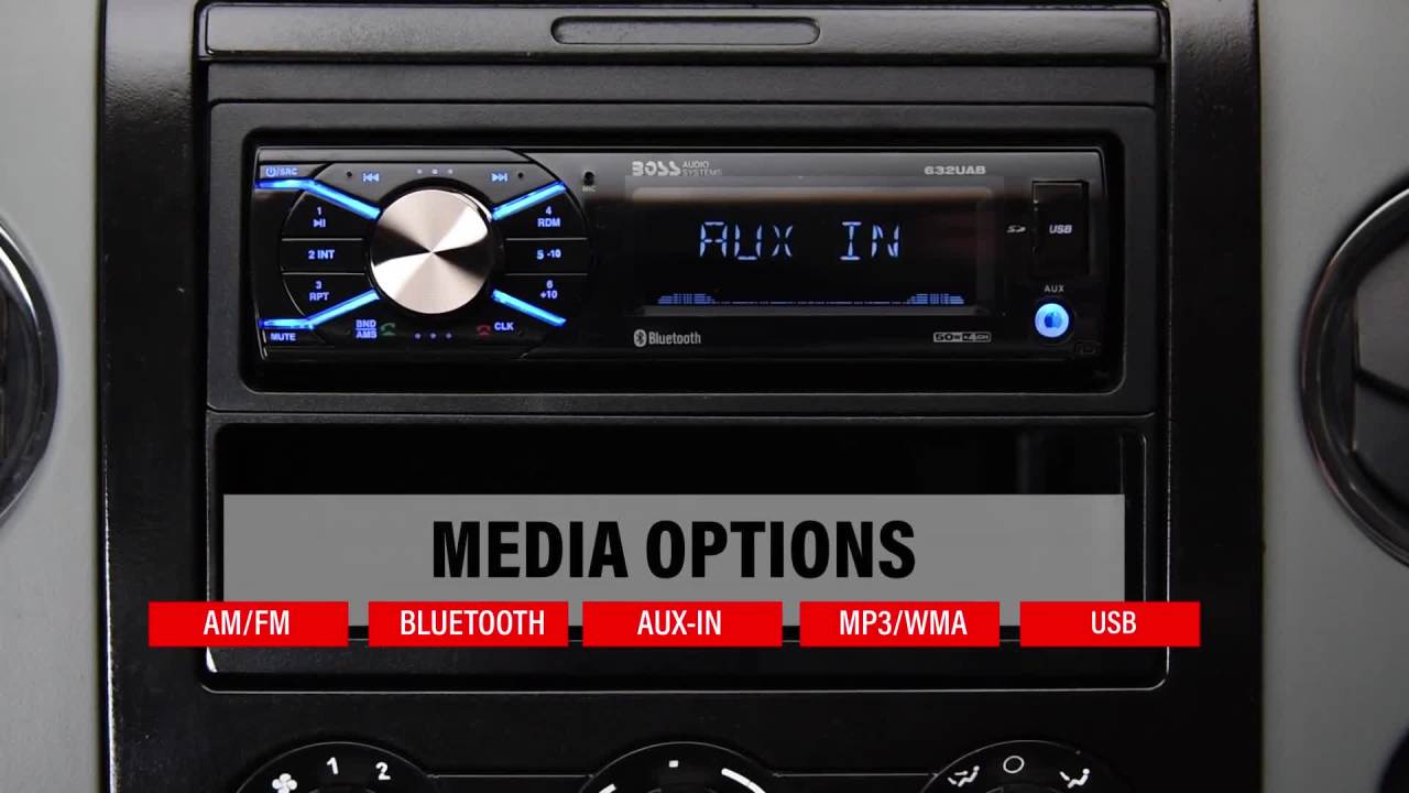 thumbnail video image 2 of BOSS Audio Systems 632UAB Car Stereo - Single Din, Bluetooth, No CD DVD Player, AM/FM Radio Receiver, Wireless Remote Control, Aux In, USB, 2 of 8