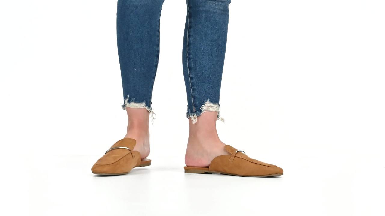 thumbnail video image 2 of Journee Womens Ameena Slip On Square Toe Mules Flats, 2 of 10