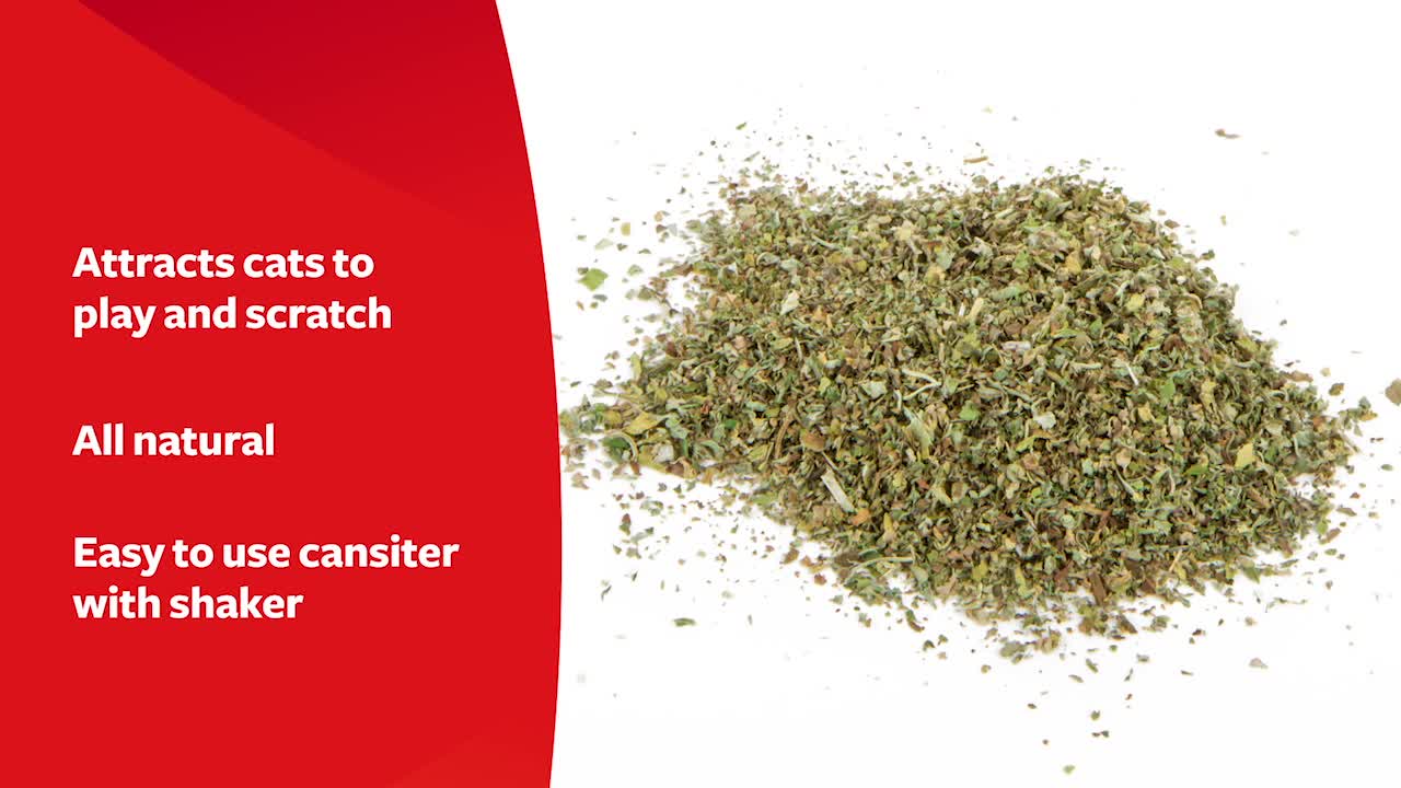 thumbnail video image 2 of SmartyKat Organic Catnip for Cats, 100% Certified Organic & Natural, Pure & Potent, Resealable Shaker Canister, 2 Ounce, 2 of 11