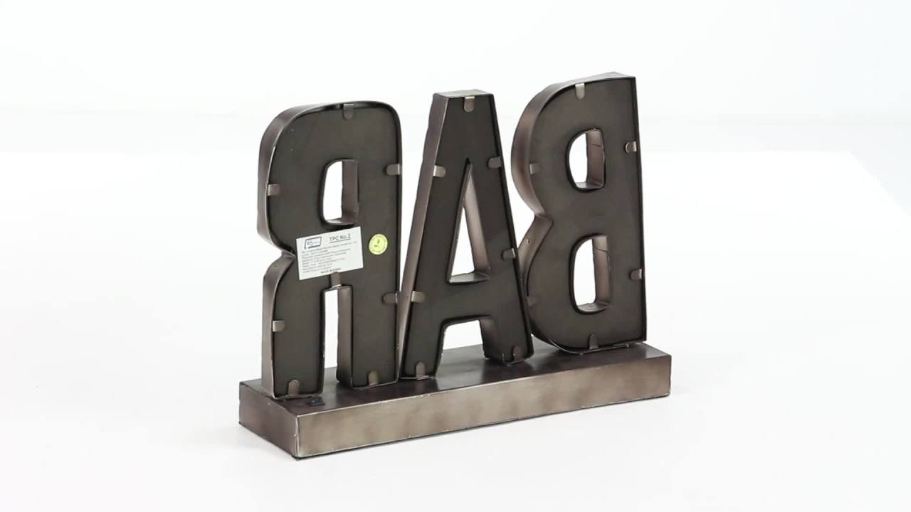 thumbnail video image 2 of DecMode Sign Bar Metal Decorative Sign with LED Lights, 1-Piece, 2 of 8