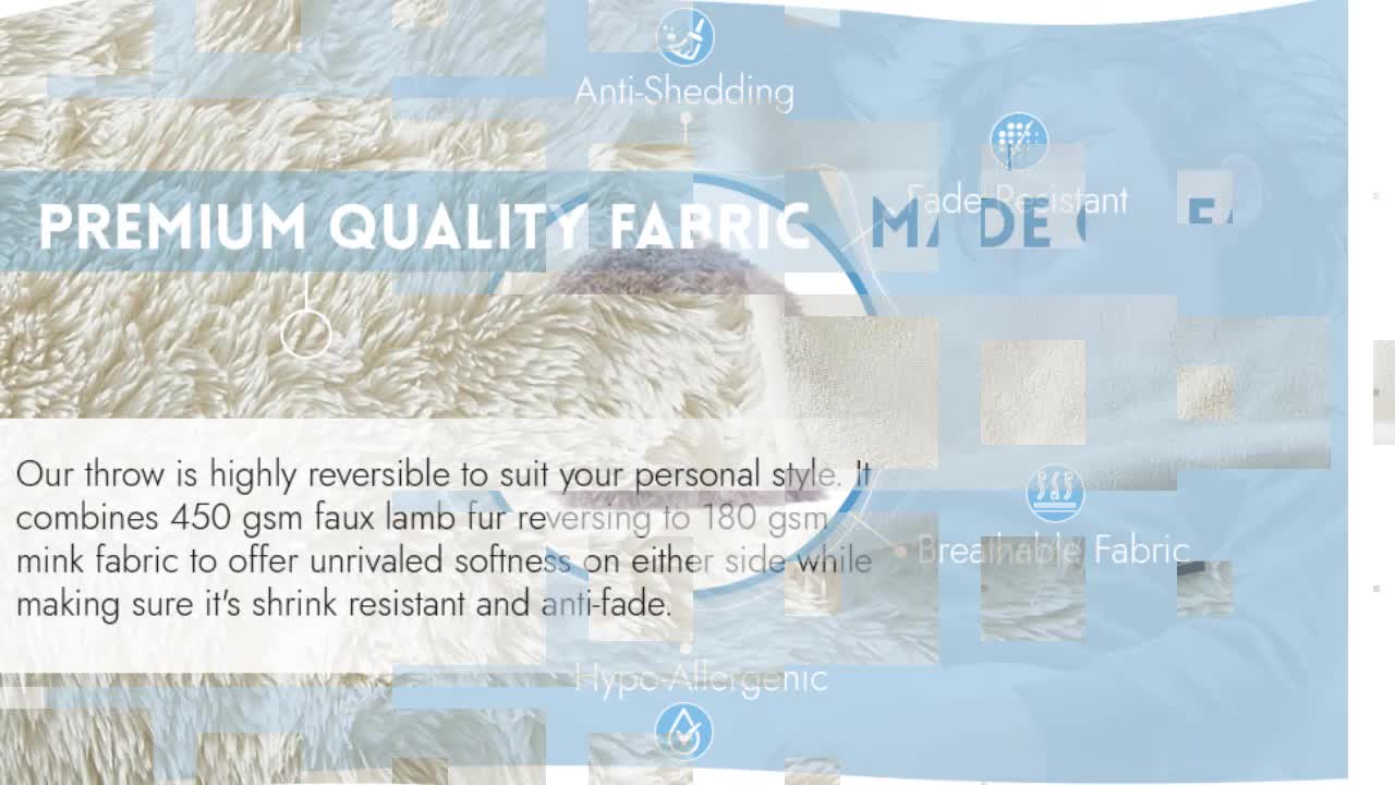 thumbnail video image 2 of Cozy Tyme Noel Faux Lamb Fur Throw - Reverse Micromink 50"x 60" Blush, 2 of 11